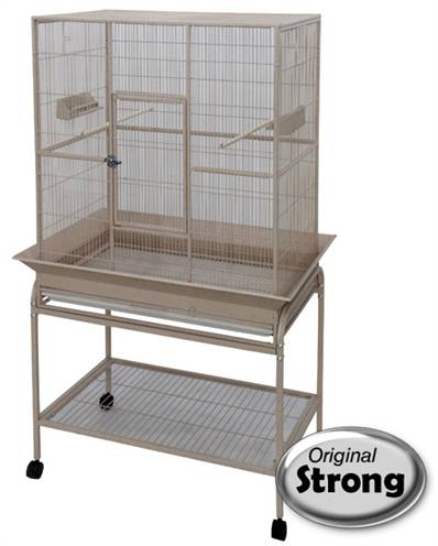 Flight cage stand&seed guard zilvertone wit