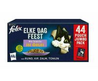 Felix pouch elke dag feest in gelei mix box tonijn / zalm / rund / kip kattenvoer