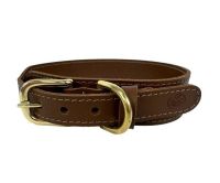 Sazzz halsband voor hond  pioneer classic leer zadel bruin