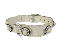 Sazzz halsband voor hond  adventure stone classic leer creme